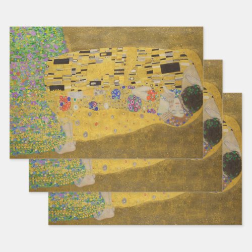 The Lovers Kissing Embrace by Gustav Klimt Wrapping Paper Sheets