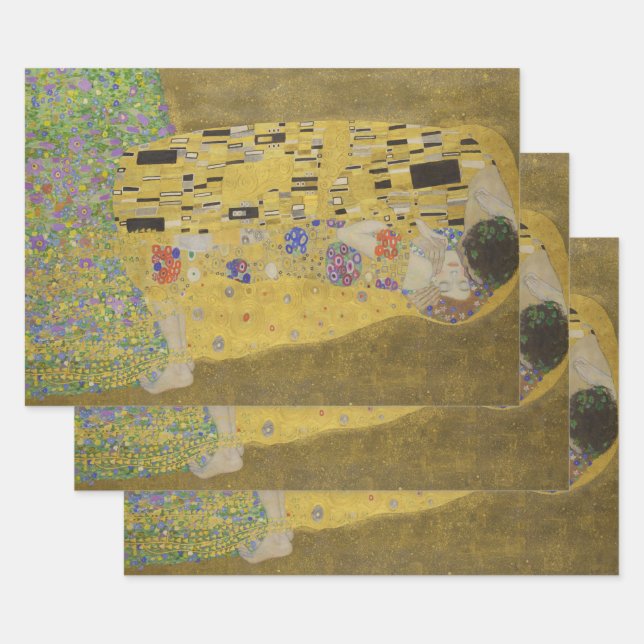 The Lovers Kissing Embrace by Gustav Klimt Wrapping Paper Sheets (Set)