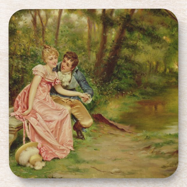 The Lovers (oil on canvas) Coaster (Front)