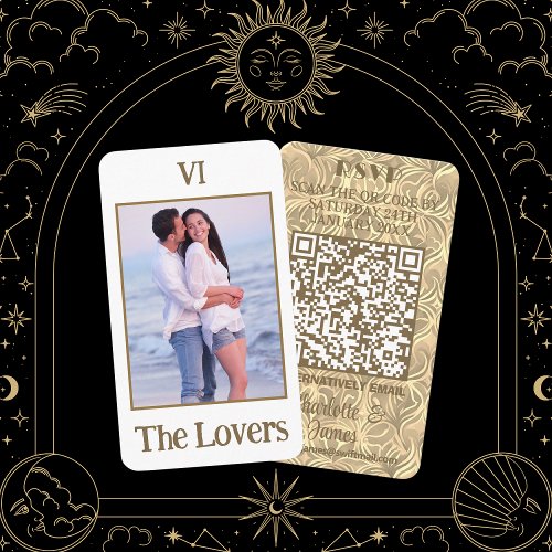 The Lovers Photo Tarot Card  Gold QR Code RSVP