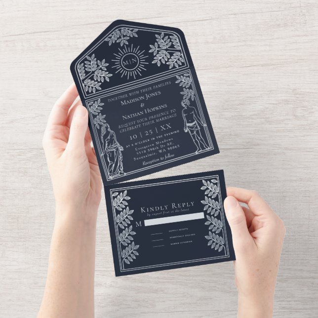 The Lovers Silver Tarot Card Wedding Invite (Tearaway)