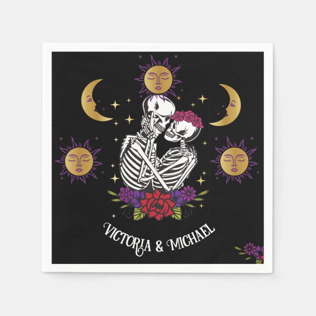 The Lovers Skeleton Couple Gothic Tarot Napkins (Front)