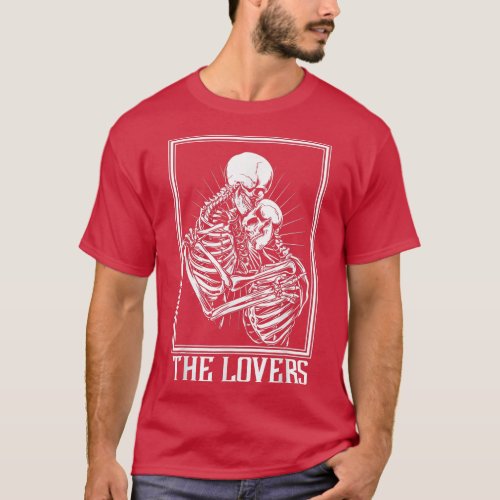 The Lovers Skeleton Tarot Card Gothic Witch Occult T_Shirt