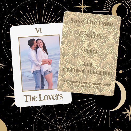 The Lovers Tarot Card Gold Photo Save The Date