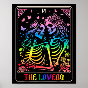 The Lovers Tarot Card Goth Kissing Lesbian Skeleto Poster