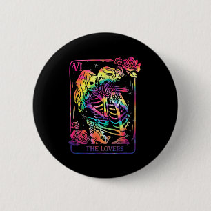 The Lovers Tarot Card Goth Tie Dye Kissing Lesbian Button