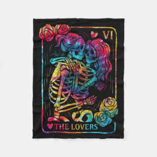 The Lovers Tarot Card Gothic Occult Kissing Skelet Fleece Blanket