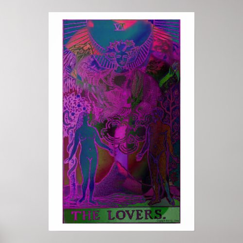 The Lovers Tarot Card Psychedelic Poster