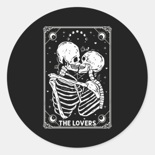 The Lovers Tarot Card Skeleton Valentine Gothic Ha Classic Round Sticker