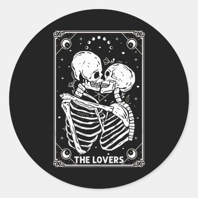 The Lovers Tarot Card Skeleton Valentine Gothic Ha Classic Round Sticker (Front)