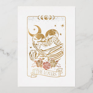 The Lovers Tarot Card Vintage Skull Halloween Goth