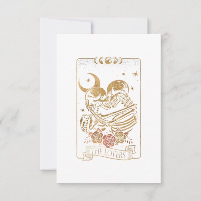 The Lovers Tarot Card Vintage Skull Halloween Goth (Front)