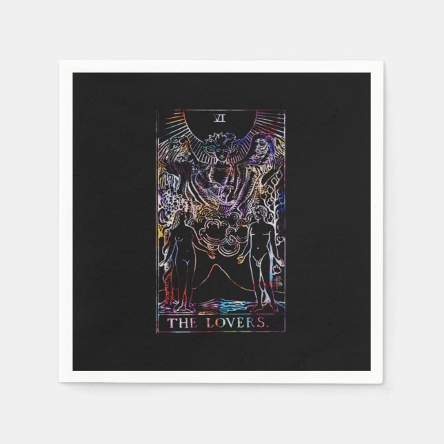 The Lovers Tarot Card Wedding Napkin (Front)