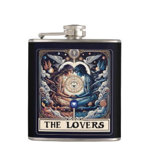 THE LOVERS Tarot Celestial Man & Woman Soulmates Flask