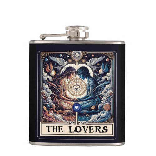 THE LOVERS Tarot Celestial Man  Woman Soulmates Flask