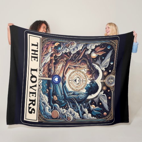 THE LOVERS Tarot Celestial Man  Woman Soulmates Fleece Blanket
