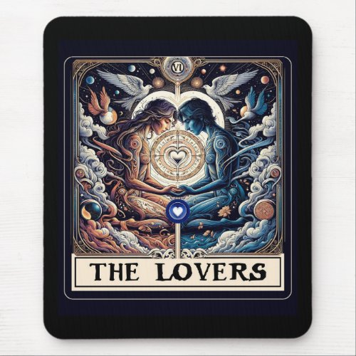 THE LOVERS Tarot Celestial Man  Woman Soulmates Mouse Pad