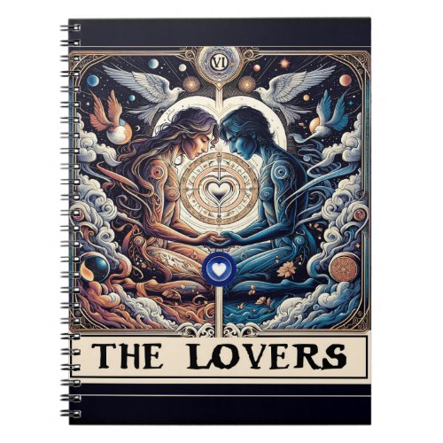 THE LOVERS Tarot Celestial Man  Woman Soulmates Notebook