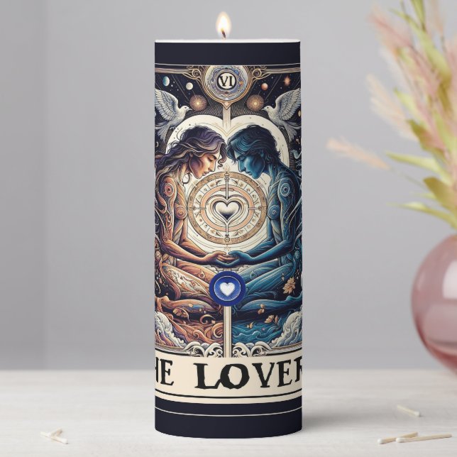 THE LOVERS Tarot Celestial Man & Woman Soulmates  Pillar Candle (In Situ)