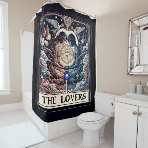 THE LOVERS Tarot Celestial Man  Woman Soulmates Shower Curtain