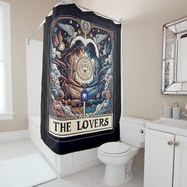 THE LOVERS Tarot Celestial Man & Woman Soulmates Shower Curtain (In Situ)