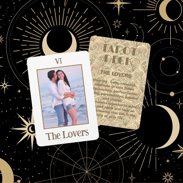 The Lovers Tarot |  Gold Miniature Photo Enclosure Note Card (Front And Back)