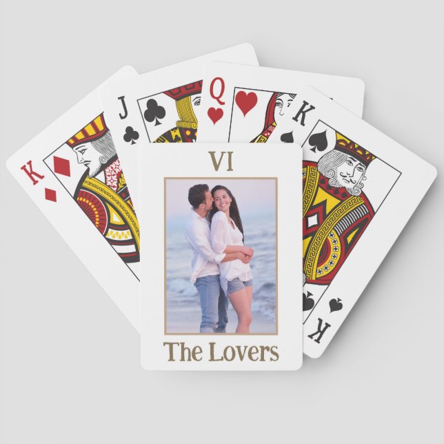 The Lovers Tarot Mockup Couple Name And Photo Poker Cards (Back)
