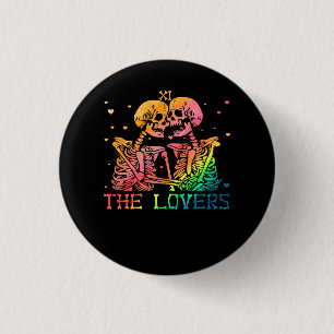 The Lovers Tarot Rainbow Skeleton Gay Lesbian LGBT Button