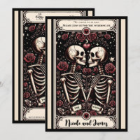 THE LOVERS Tarot Skeleton Love Red Roses Wedding