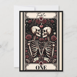THE LOVERS Tarot Skeleton Love Roses Table Number
