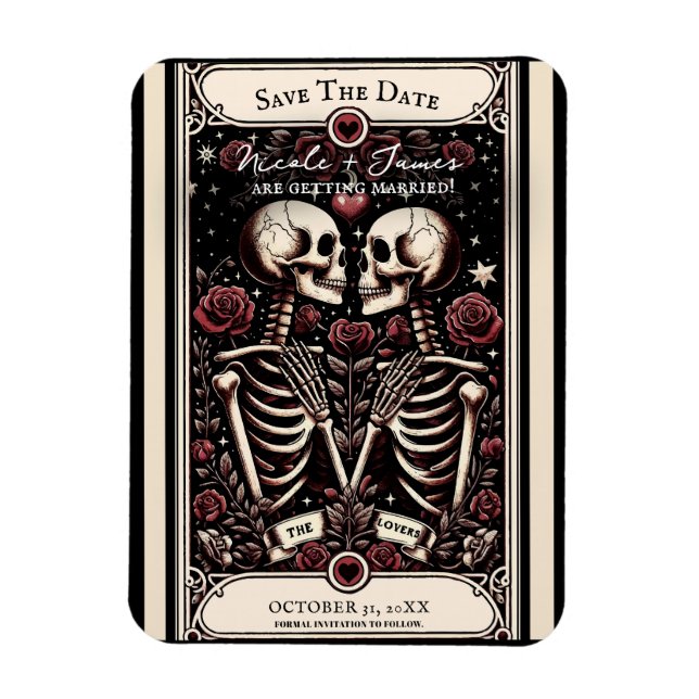 THE LOVERS Tarot Skeleton Love Save the Date  Magnet (Vertical)