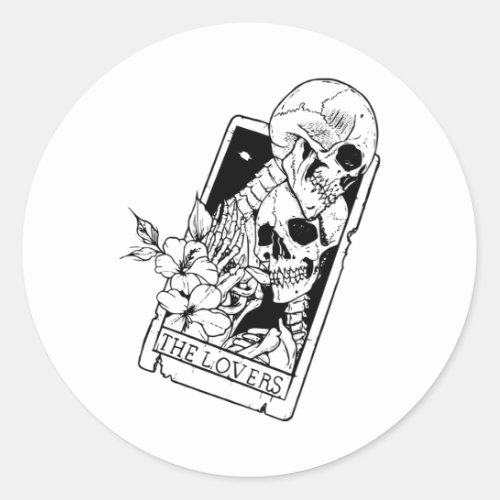 The Lovers Tarots Skeleton Classic Round Sticker