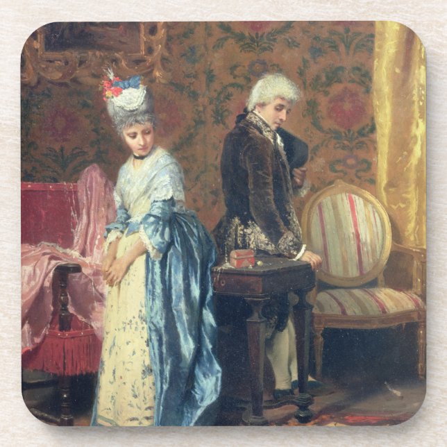 The Lovers' Tiff, 1872 (oil on panel) Beverage Coaster (Front)