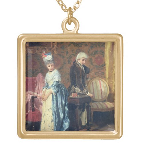 The Lovers Tiff 1872 oil on panel Gold Plated Necklace