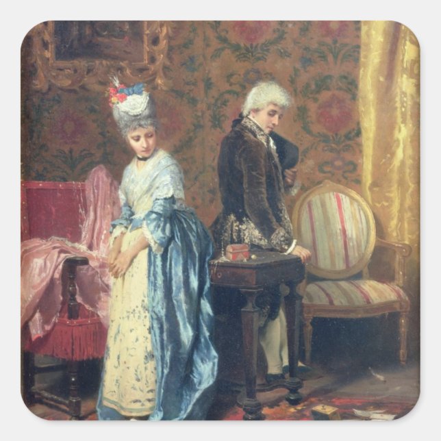 The Lovers' Tiff, 1872 (oil on panel) Square Sticker (Front)