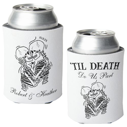 The Lovers Til Death Gothic Wedding Personalized Can Cooler