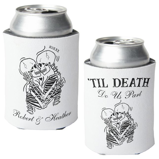 The Lovers Til Death Gothic Wedding Personalized Can Cooler (Creator Uploaded)