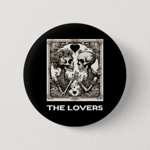 The Lovers Vintage Tarot Card Skeleton Goth Hallow Button