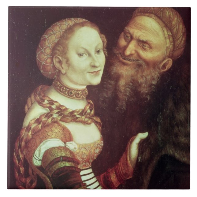 The Lovesick Old Man, 1553 (oil on panel) Ceramic Tile (Front)