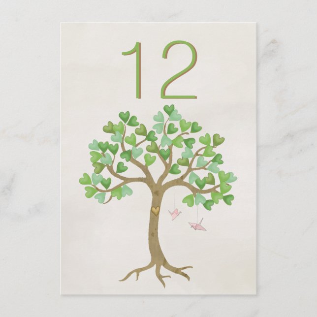The Loving Tree Wedding Reception Table Number (Front)