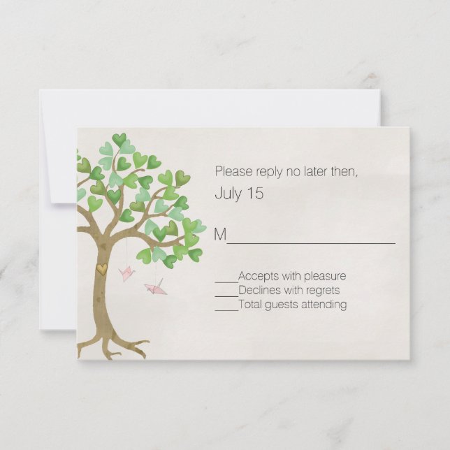 The Loving Tree Wedding RSVP Card (Front)