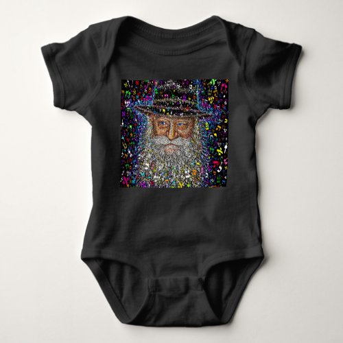 The Lubavitcher Rebbe made of Hebrew Letters Baby Bodysuit