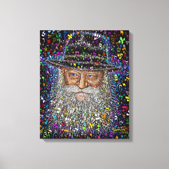 The Lubavitcher Rebbe made of Hebrew Letters Canvas Print (Front)