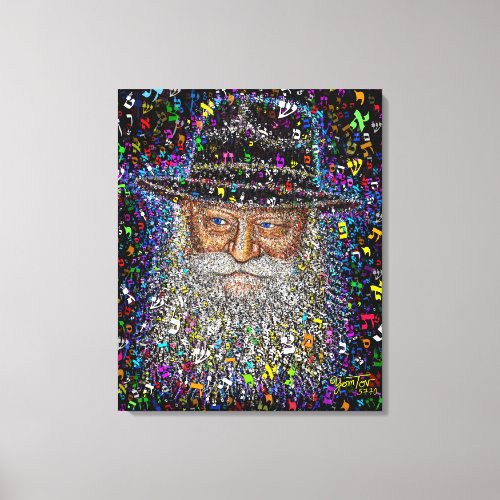 The Lubavitcher Rebbe made of Hebrew Letters Canvas Print