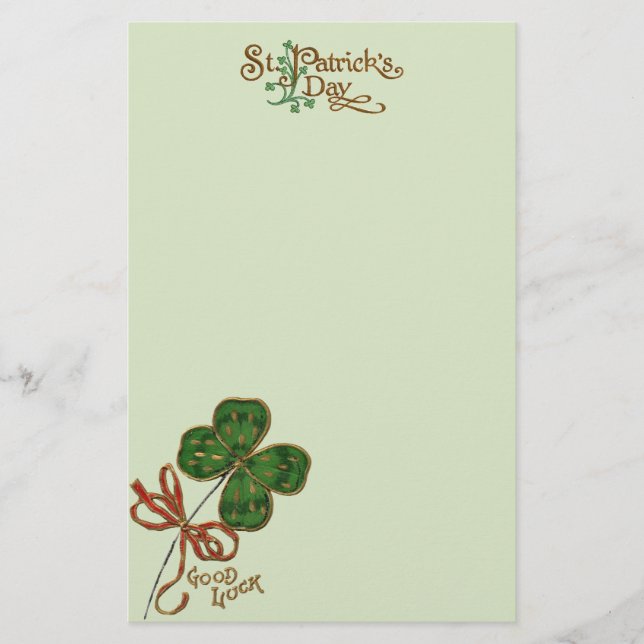 The Luck O The Irish St. Patrick's Day Stationery (Front)