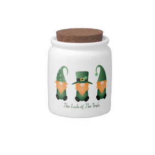 The Luck Of The Irish Gnome Green Candy Jar