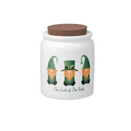 The Luck Of The Irish Gnome Green Candy Jar