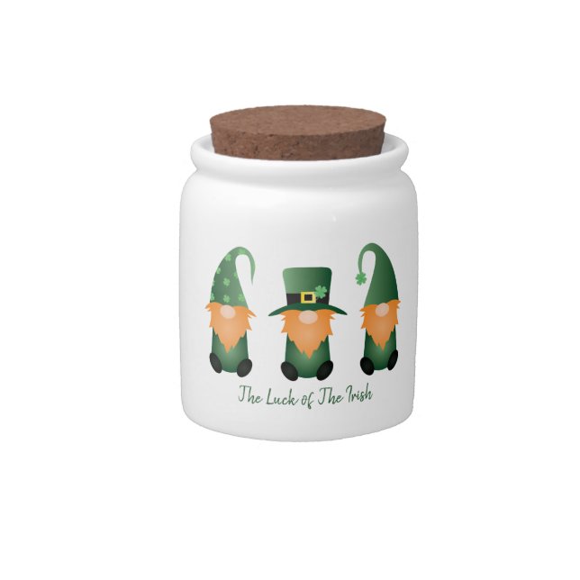 The Luck Of The Irish Gnome Green Candy Jar (Front)