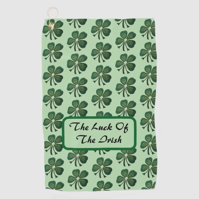 The Luck Of The Irish Green Shamrock 2025 Golf Towel (Front)