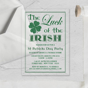 The Luck Of The Irish St. Patrick's Day Acrylic Invitations